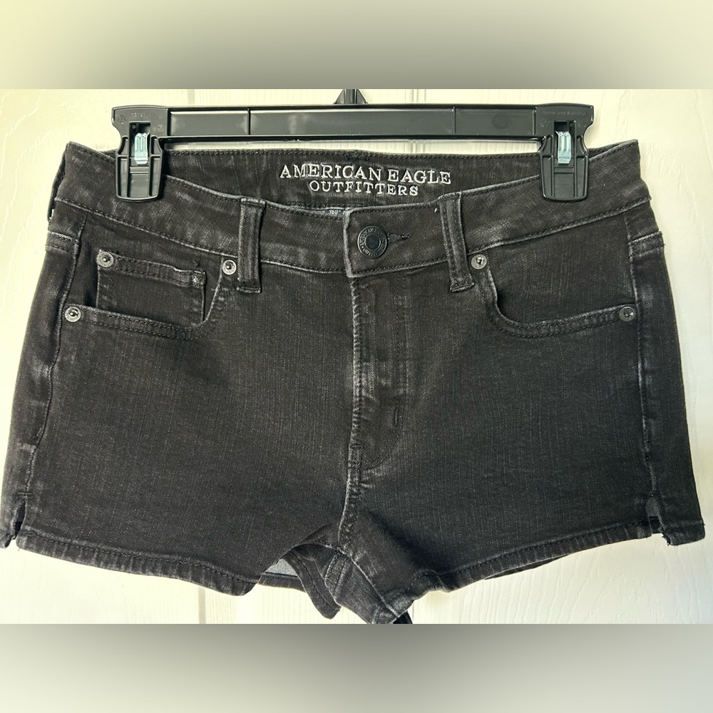 American Eagle Outfitters Black Denim High Rise Short Shorts Size 4